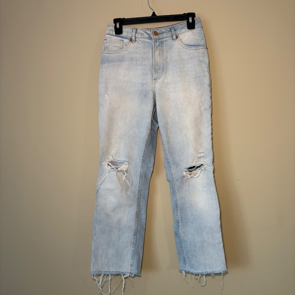Express Denim - EXPRESS Curvy‎ Mom Jeans Light Wash Distressed Frayed Hem Size 4